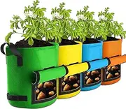 Potato Grow Bags,Breathable Vegetable Planter - Planting Container for Carrots Onions, Set of 4 Non-Woven Fabric Potato Grow Bag