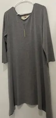 Cupio Women’s Shark Bite Hem Gray Size XLarge Dress NWT