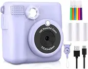 Fahgaer Portable Thermal Printing Camera Mini Fashion Children'S Gift Without 32G Memory Card for Instant Automatic Focusing,B