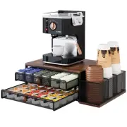 Coffee Pod Stand 60 Capacity Coffee Cup Holder 2 Tier Coffee Pods Drawer Orga...