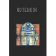 Notebook: Star Wars R2D2 Vintage Distressed Retro Cartoon Size Blank Pages Lined Journal Notebook with Black Cover Size 6in x 9i