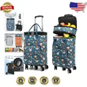 2-in-1 Grocery Cart and Luggage Dolly with 5 Swivel Wheels for Easy Maneuvering