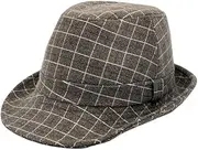 [WITHMOONS] Wool Check Pattern Fedora Hat - Classic Trilby Manhattan Tattersall Pattern for Men Women LD61566