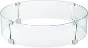 VEVOR Fire Pit Wind Guard, 26 x 26 x 6 Inch Glass Flame Guard, Round Glass Shield, 1/4-Inch Thick Fire Table, Clear Tempered Glass Flame Guard, Aluminum Alloy Feet for Propane, Gas, Outdoor