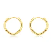 9ct Yellow Gold Dark Pink Enamel On Sleeper Hoop Earrings