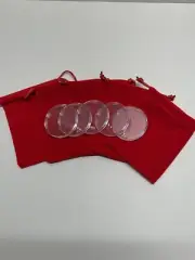 5 Red Velvet Gift Bags With 5 Capsules For 1oz American Silver Eagles (No Coins)