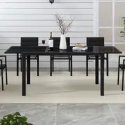 Extendable Glass Outdoor Dining Table - Black
