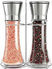 WOYAODONG Salt and Pepper Grinder Set - Stainless Steel Refillable Salt & Peppercorn Shakers
