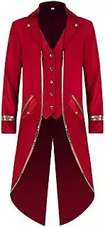 [CJHDYM] Men's Tuxedo Jacket Medieval Vintage Blazer Coat Evening Party Gown Long Sleeves Back Split Mid Length Suit Tops