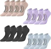 [COHGUDA] 8 Pair Non-Slip Yoga Socks - Backless Cushioned Grip, Open Top Pilates Ballet Barre for Women Men - Barefoot Workout Grip for Household Sports, Viscosity