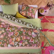 Amelie Sits Mix Green Cotton Sateen Quilt Cover Set