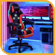 Furb Gaming Office Chair Executive Computer LED Massage Seat Footrest Ergonomic Support Red
