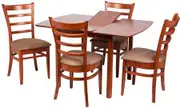 MA Jaguar 4 legs Extendable Dining Table with 4 Fabric Upholstered Chair Set