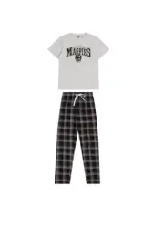 Official AFL Boys & Girls Size 8-16 Collingwood Magpies Short Tee Flannel Pants