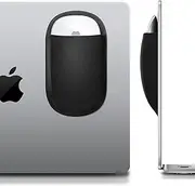 Lacdo Universal Stick-on Mouse Pouch, Slim Mouse Holder, Case for Magic Mouse 1 2, with Reusable Adhesive, No Glue Residue, Compact Elastic Pouch/Carrying Sleeve, Compatible with iPad MacBook, Black