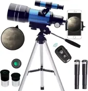 Telescope, 70mm Aperture (15X-150X), Portable Refractor for Astronomy, 300mm, po