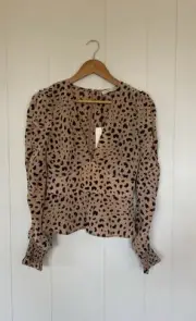 Leopard Print Polka Dot The East Order Scarlett Top Size XS