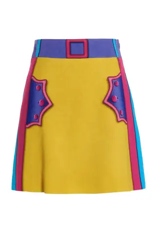 Moschino multicolor 甜美 顯白 顯瘦 A字裙 及膝裙 裙子 百褶裙