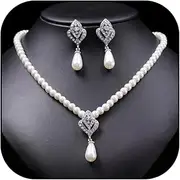 [Dcfywl731] Pearl Necklace and Earring Set Pearl Bridal Jewelry Set Crystal Bride Choker Necklace Accessories for Women…