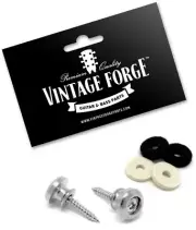 CHROME METAL STRAP BUTTONS FOR IBANEZ SCHECTER ESP OTHER GUITAR & BASS (2) *NEW*