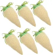 ULTECHNOVO 6Pcs Easter Carrot Shaped Drawstring Bags Cute Goodie Bags for Candy Treats and Snacks for Easter Parties Egg Hunts and Festive Decor