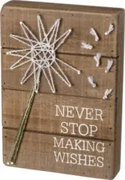 NEW!~Primitive Wood String Art Sign ~ Dandelion ~ "Never Stop Making Wishes"