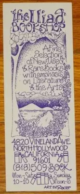 THE ILIAD BOOKSHOP BOOK STORE AD BOOKMARK~NORTH HOLLYWOOD~CALIFORNIA