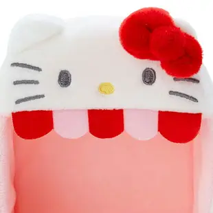 小禮堂 Hello Kitty 造型絨毛玩偶收納盒 玩偶展示盒 絨毛置物盒 (紅白 熱帶沙灘)