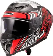 LS2 FF807 Dragon Enthum Carbon Helmet, white-carbon-red, Size XL for Men White Carbon Red