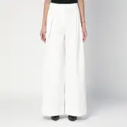[the garment] White cotton palazzo trousers 10 UK White