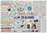 A4 Sticker Sheet New Zealand Landmarks Vinyl Stickers - Kiwi City Diary Travel Holiday Months Days Labels Scrapbook Journal #81389