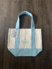 Trader Joe's Mini Pastel Canvas Tote Bag Easter Color Blue2025 Limited Ed