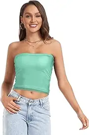 [ODAWA] Grayish Purple Women Tube Tops Strapless Crop Tube Tops Mesh Bandeau Top Non Padded Bandeau Tube Bra for Women, Small