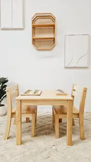 Q Toys Standard Rubberwood Table With 2 Stacking Chairs