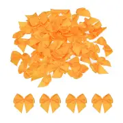 50Pcs Mini Ribbon Bows 1" Mini Fabric Satin Ribbon Flower Bows Orange