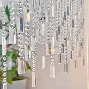 Door String Curtains, Crystal Glass Beads Curtain Home Decor Sequin Curtain for Doorway Wedding Decor Beaded Curtains (Color : Clear, Size : 60cm)