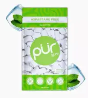 PUR Xylitol Chewing Gum COOLMINT (55 Pieces) Sugarless Vegan Dry-Mouth Pure