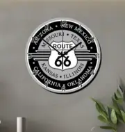 Route 66 Art Wall Hanging Clock Time Piece America's vintage Highway