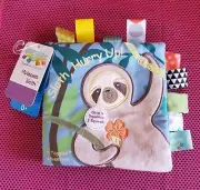 Plush Book Taggies Molasses Sloth, 6 x 6" Signature Collection Crinkle Book NWT