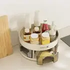 Double-layer Rotatable Seasoning Holder Round Spice Storage Rack Kitchen