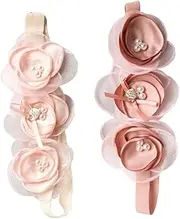 IWOWHERO 2pcs Floral Headband for Adorable Light Pink Dark Pink Hair Accessories for Photography Birthdays Showers and Everyday Wear