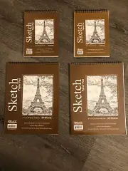 BAZIC Set of 4 Premium SKETCH BOOK Paper Pad 6"x 8",9" x 12" Same Day Shipping