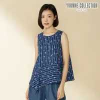 在飛比找Yahoo奇摩購物中心優惠-YVONNE 以旺傢飾 條紋手繪花不對稱下擺背心-藍