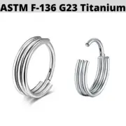16G 5/16" 3/8" IMPLANT GRADE TITANIUM HINGED CLICKER NOSE SEPTUM EAR RING HOOP