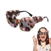 [Generic] Plush sunglasses - Plush Fuzzy Sunglasses | Punk Soft Velvet Shades Ladies Party Glasses | Retro Fashion Accessories For Party Masquerade Disco Eyewear fuzzy sunglass