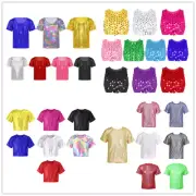 Kid Girls Sequins Modern Jazz Hip Hop Performance Tank Tops Shirt Vest Costume