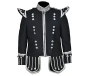 Scottish Men's Fancy Doublet Kilt Jacket Black Military Uniform Doublet Jacket