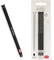 Legami - Set of 1 Erasable Gel Pen and 3 Refill, Cat Theme, Ball on End to Remove Ink - Black Thermosensitive Ink Tip Diameter 0.7 mm