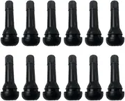 12 Pcs Tubeless Tire Valve Stems TR414, Black Metal Rubber Snap-in Valve Stems for Tubeless Tires, Replacement Kit for 0.453 Inch Rim Holes, Car & Motorcycle Tire Valve Kit