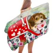 Funny Dog Mailbox Puppy with Hearts Microfiber Beach Towel